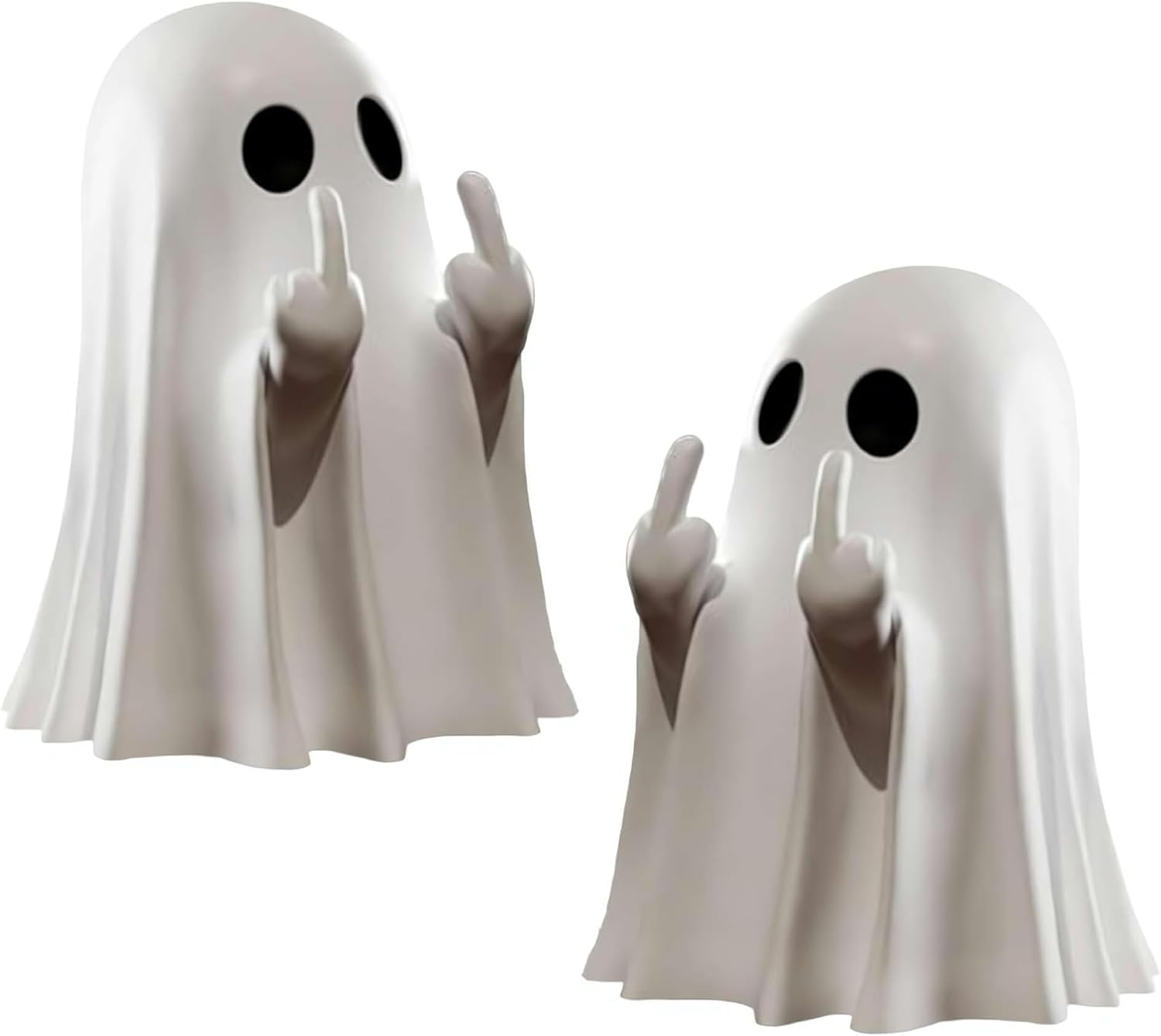 Qylazune 2 Pcs Halloween Middle Finger Ghost Ghost Decorations Spooky Funny Table Ornament for Prank Party, Unique Haunted House Decor, Eye Catching Gift for Teens and Adults Halloween Humor Prop