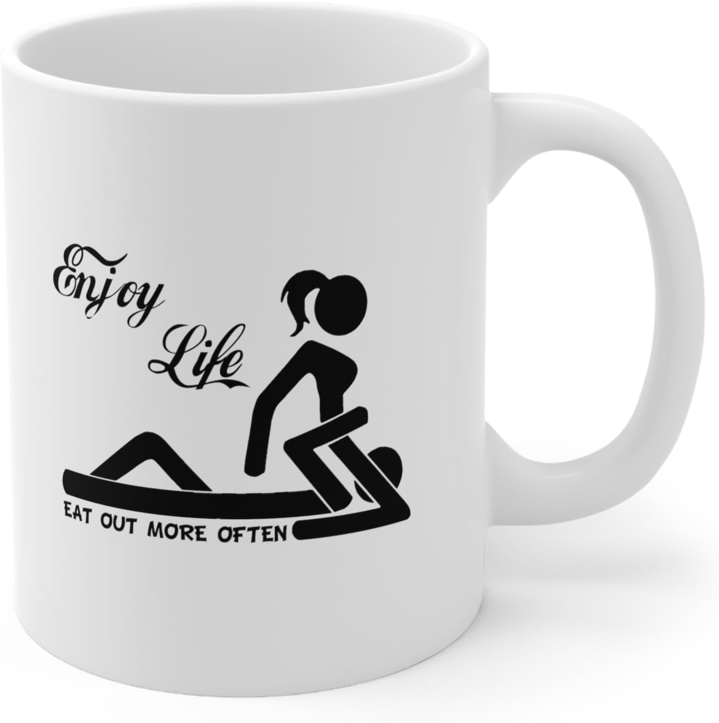 Nufar 11 Oz Ceramic Mug Novelty Coffee Cup - Enjoy Life Eat Out More Often College Funny Dirty Adult Humor Mug