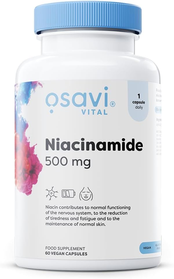 Osavi Niacinamide 500 mg – 120 Vegan Capsules | Supports Nervous System & Psychological Function | Reduces Fatigue, Maintains Healthy Skin & Mucous Membranes | Contributes to Normal Energy Metabolism