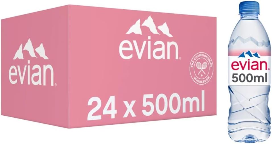 Evian Still Natural Mineral Water (Pack Of 24 x 500ml)
