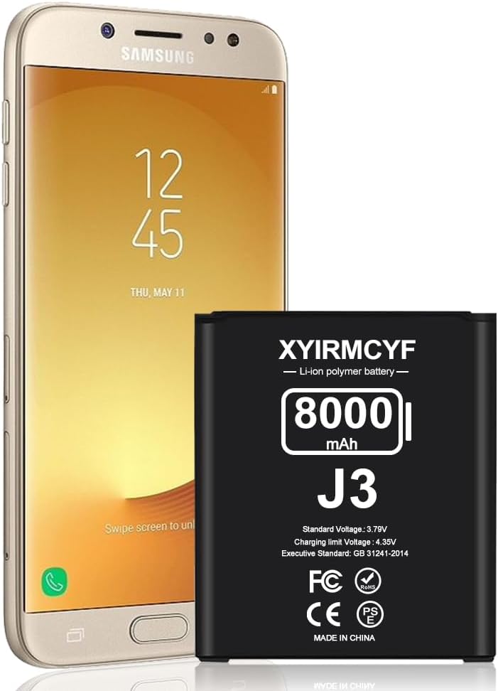 8000mAh Galaxy J3 Battery (2024 New Upgrade), High Capacity Battery for Galaxy J3 G530, Galaxy J5,J320A J320V EB-BG530BBC J5-G530P