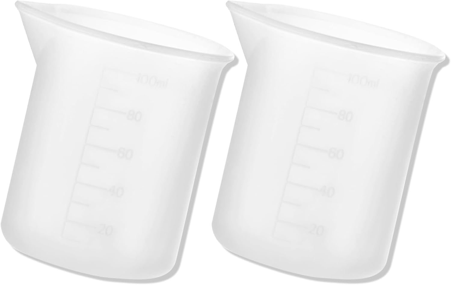 2pcs 100ml Graduated Beaker Clear Plastic Measuring Cup,Measuring Scale Markings Baking Lab Kitchen Measure Tool Beakers,Transparent Lab Graduated Beakers for Baking Lab Kitchen Measure Tool