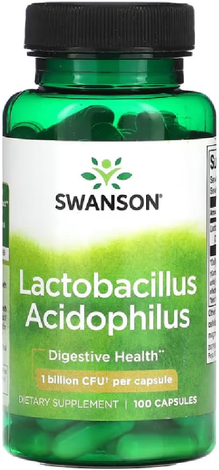 Swanson - Lactobacillus Acidophilus | Probiotic for Gut and Digestive Health | 1 Billion CFU Capsules - 100 Count