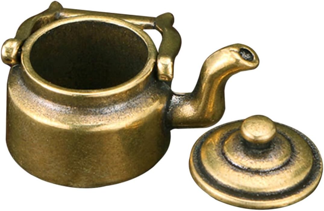 BESPORTBLE Miniature Brass Teapot Ornament Elegant Desktop Decor for Home Office Vintage-Style Kettle Adornment for Shelves Cabinets and Cozy Ambiance