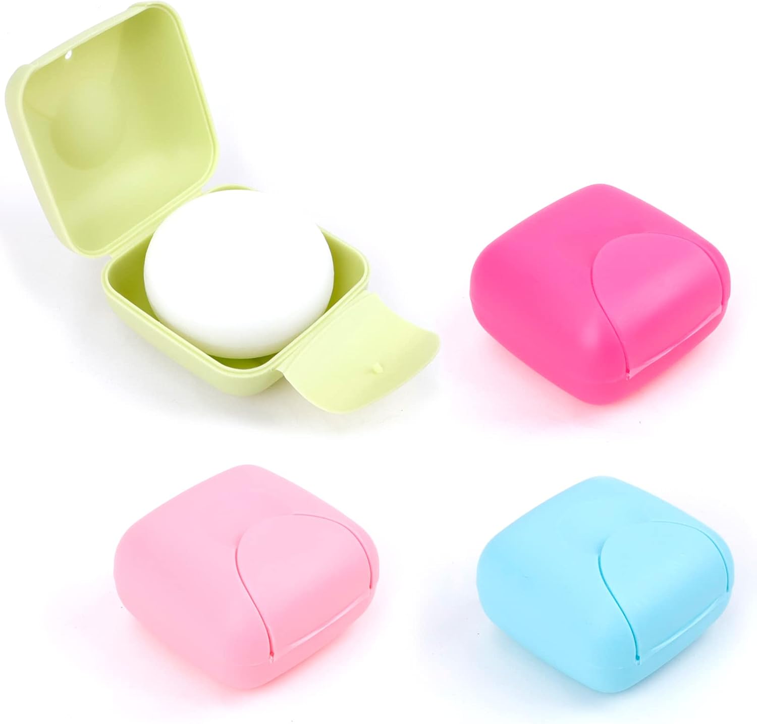 RETON 4 Pcs Portable Candy Color Soap Container Case Box Holder Organizer for Home, Bathroom, Hiking, Traveling, Camping and Other Outdoor Activities (4 Small)