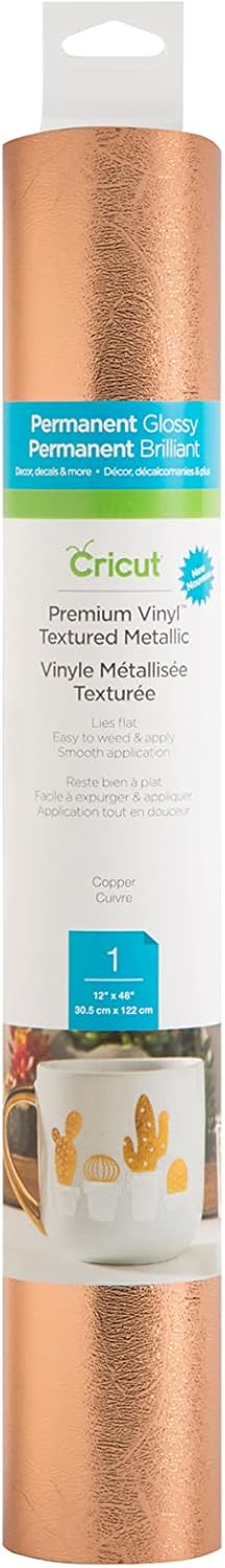 Cricut Permanent Vinyl - Textured Metallic, Copper - 4ft Roll (12'x48')