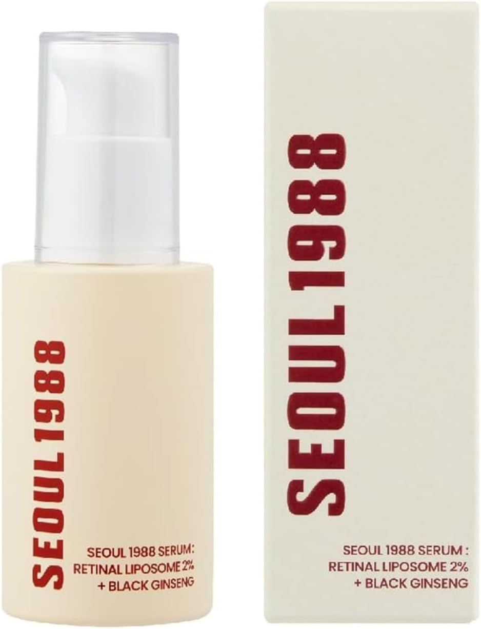 Westde Seoul 1988 Serum with Retinol and Black Ginseng - Anti-, Fine Lines and Brightening - 2% Retinal Liposomes, Bakuchiol, Vitamin C & Peptides - Retinol Anti-Ageing Face Serum