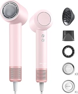 PLUZZ SE Hair Dryer - Fast Drying Blow Dryer with Diffuser and Holders, 270 Million Ions and 110,000 RPM Powerful Motor for High Airflow - Compact, Low Noise 1600W for Travel, Home, and Salon Use
