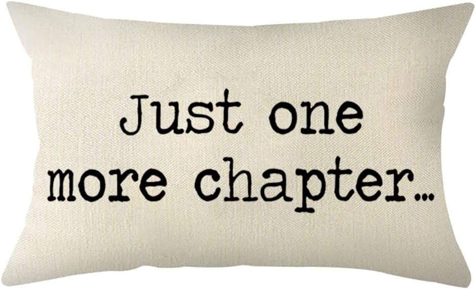 Ogiselestyle Just One More Chapter Lumbar Pillow Cover, 12 x 20 Inch Farmhouse Cushion Case Book Lover Decoration for Sofa Couch