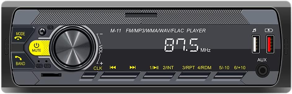 Single Din Car Stereo with Voice Assistant/Bluetooth 5.0/7 Color Button Lights/BT Hands Free Call/FM Radio/USB Fast Charging/TF SD Card Port/AUX-in, 1 Din Radio Player