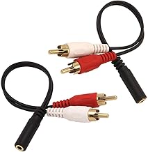 VCE 3.5mm Female to 2 RCA Male Stereo Audio Y Cable 2-Pack, Gold Plated Adapter Compatible for TV,Smartphones, MP3, Tablets, Speakers,Home Theater (8 inch)