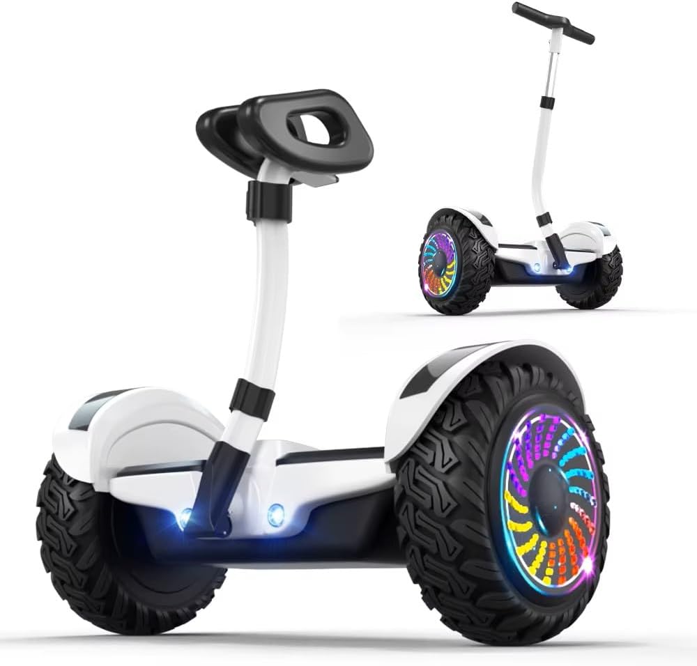 Electric 10.5 Inch tires Self-Balancing Scooter for Kids and Adults, Bluetooth Speakers, App-Controlled, White