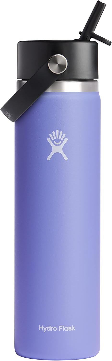 Hydro Flask 24 Oz Wide Flex Straw Cap Bottle - Insulated Stainless Steel - Wide Straw Lid, Non Spill, Leakproof in Lupine