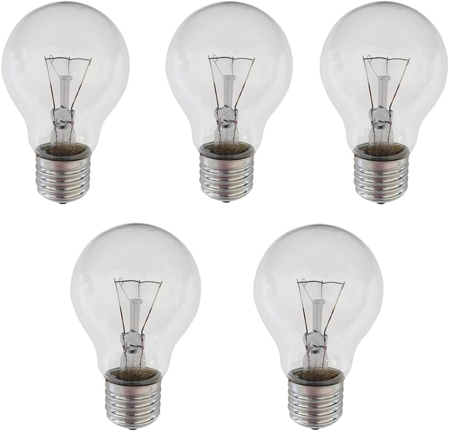 5 x Traditional 60W GLS Edison Screw (ES) Clear Light Bulbs 240V E27