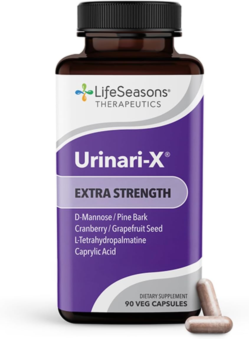 Urinari-X Extra Strength with Enhanced Comfort - Urinary Tract Support - Fast UTI Relief - Vitamin Supplement for Bladder Function - D-Mannose, Cranberry, Pinebark, Uva Ursi & Grapefruit - 90 Capsules