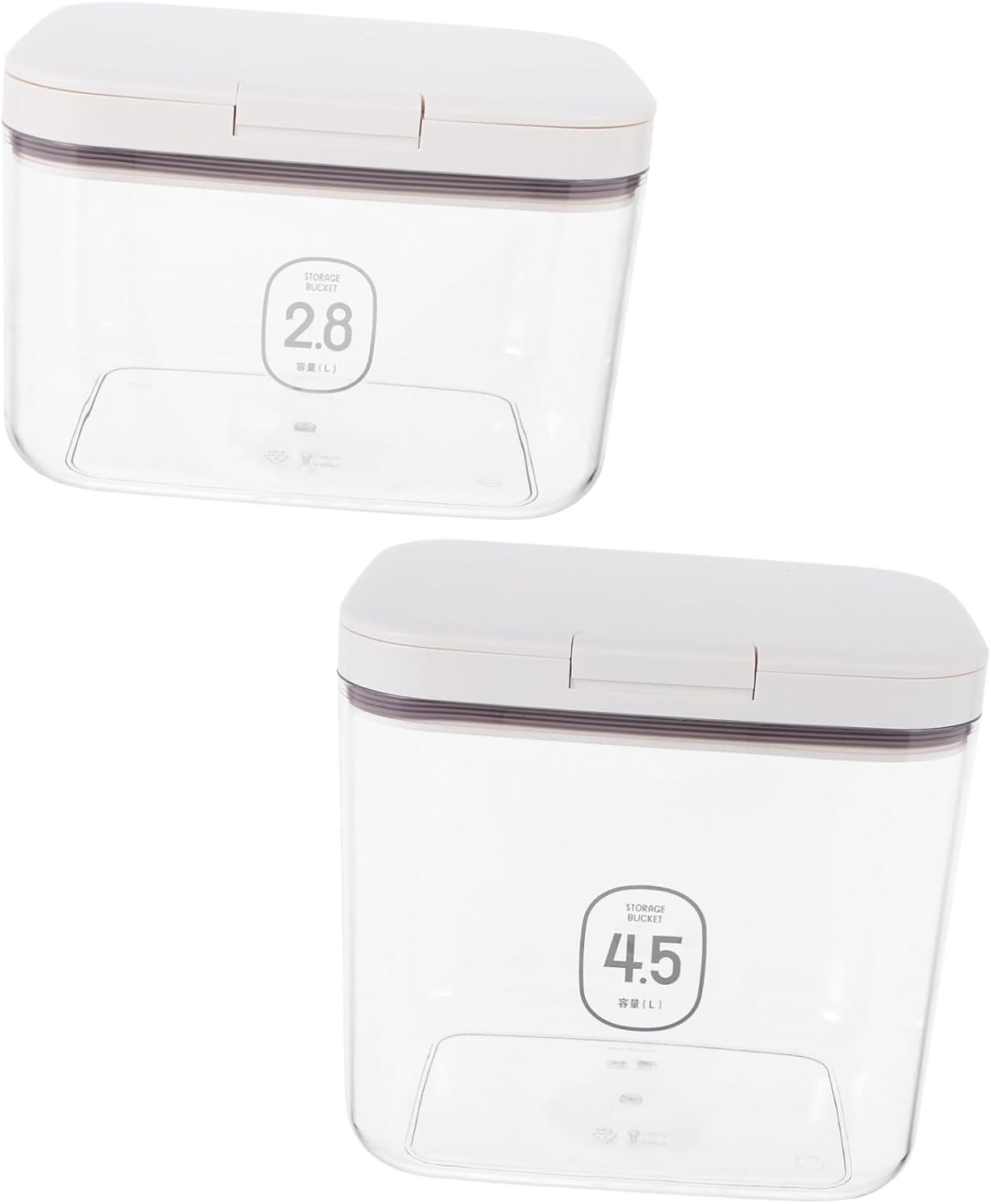 Unomor 2pcs Clear Plastic Food Storage Containers for Rice and Flour Airtight Kitchen Pantry Organizer with Measuring Cup Versatile Storage for Grains and Staples