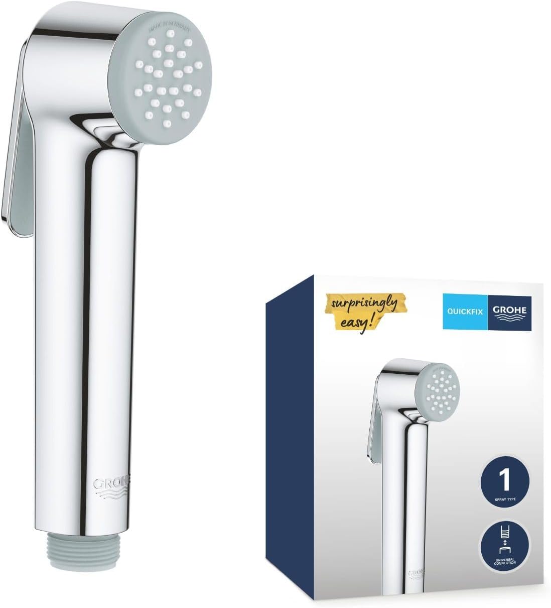 GROHE Vitalio Trigger Spray 30 - Hand Shower with Trigger Control (Easy Clean Anti-Limescale System, Universal Mounting System, Min. Recommended Pressure 1.0 bar), Chrome, 26351000