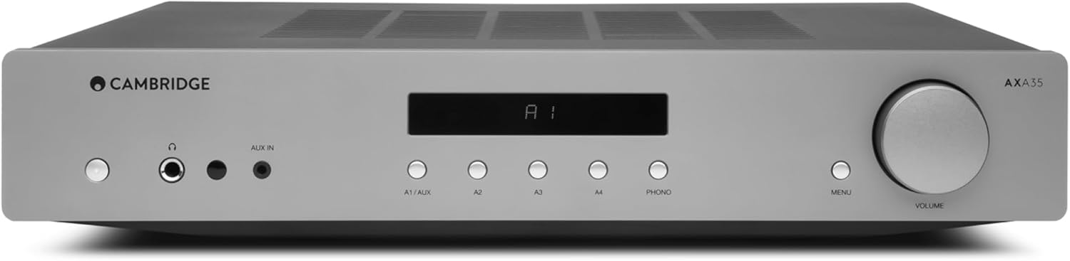 Cambridge Audio AXA35-35 Watt Separate Integrated Stereo Amplifier HiFi System Featuring Built-In Phono Stage Preamp with Front Aux Input and Headphone Socket - Lunar Grey