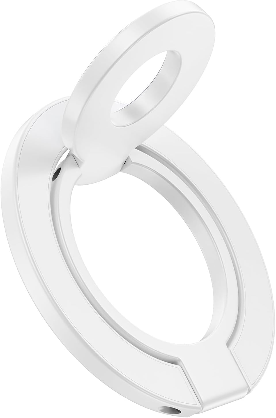 MagSafe Phone Ring Holder, Dual-Side Magnetic Grip Stand with Metal Ring, Foldable Kickstand for iPhone 16 15 14 13 12, Wireless Charging Compatible, Works with Magnetic Car Mounts & Desks-White