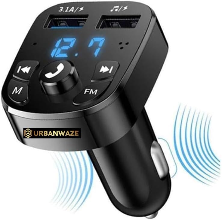 URBANWAZE Bluetooth 5.1 FM Transmitter for Car Wireless Bluetooth Car Adapter MP3 Player Radio Kit Hands-Free Calling Dual USB Charging Music Player Support TF Card & USB Drive Fast 42W PD Car Charger