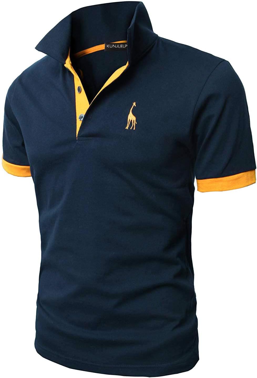 KUNJLELP Men's Regular-Fit Cotton Pique Polo Shirt Short Sleeve Golf Polos