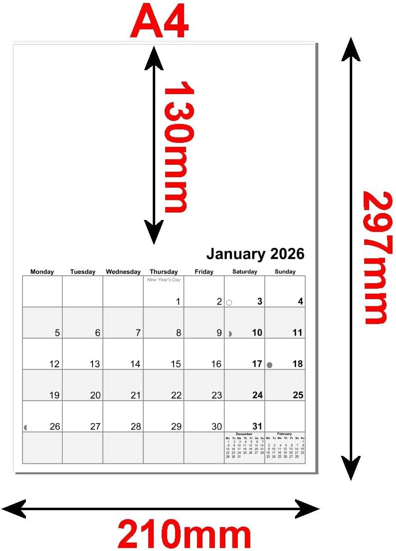 Blank Calendar 2026 - A4 or A3 (White, A4)