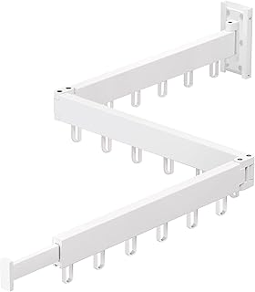Clothes Drying Rack,Laundry Drying Rack Wall Mount, Space Saver Wall Mounted Clothes Rack,Retractable,Collapsible(Tri-Fold), White Color Drying Rack Clothing(Ring)