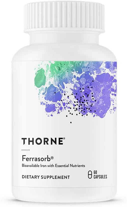 THORNE Ferrasorb - 36 mg Iron with Essential Nutrients - Complete Blood Support Formula* - Elemental Iron, Folate, B and C Vitamins for Optimal Absorption - Gluten-Free - 60 Capsules