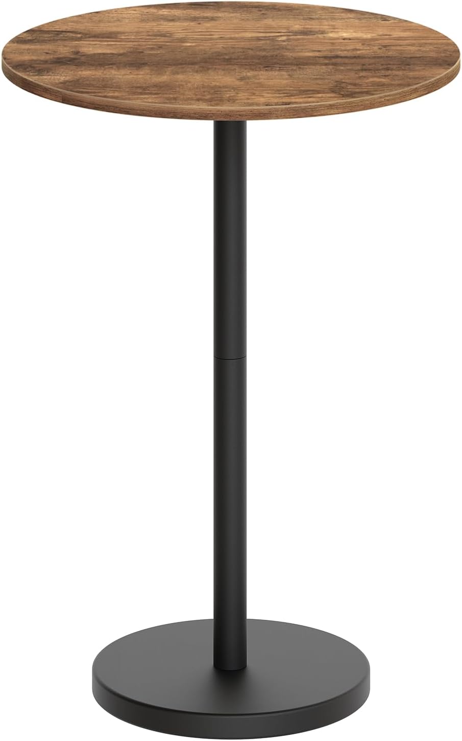 Bar Table, Round Bar Table, Counter Height Table, Pub Cocktail Table, Metal Frame, for Bistro, Dining Room, Living Room, Terrace, Rustic Brown and Black BT05BR
