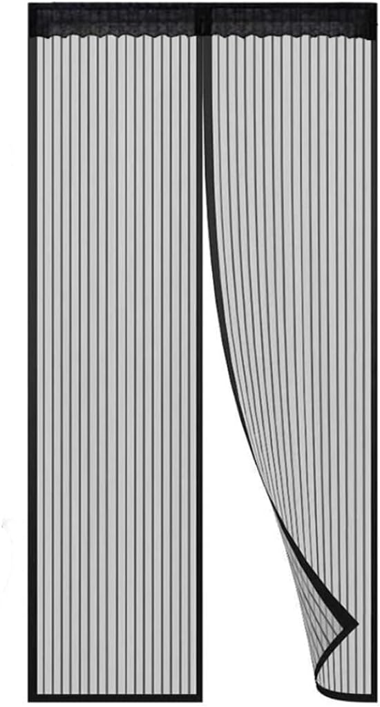 KAHEIGN 90CM x 210CM Magnetic Door Screen Fly Insect Screen Mesh Door Curtain Top-to-Bottom Seal Shuts Automatically Easy to Install Without Drilling (Black)