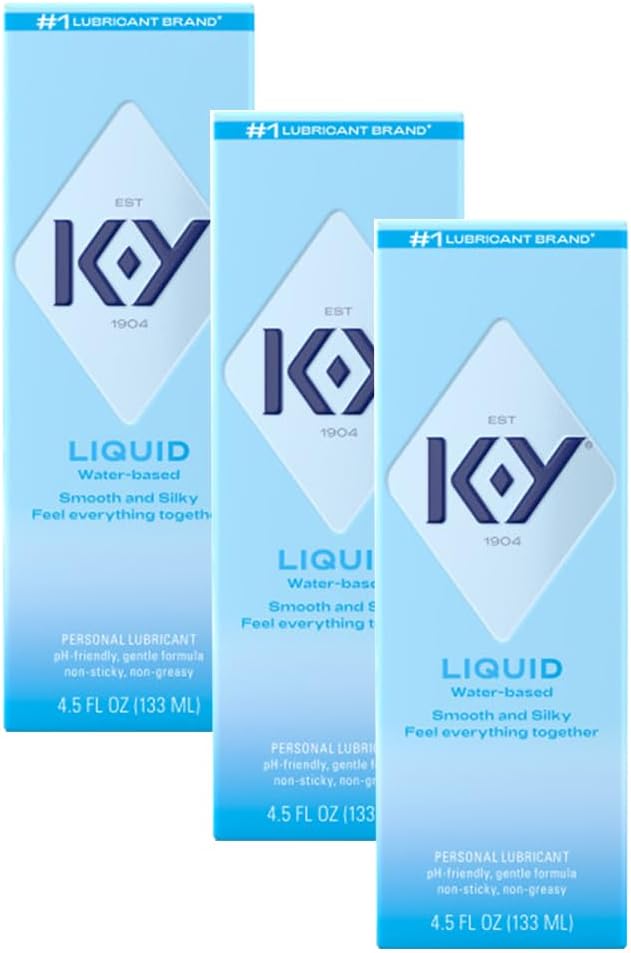 K-Y Liquid Classic Water-Based Body Friendly Formula 4.5 Fl Oz Personal Lubricant for Wetter Sex for Men, Women and Couples & Safe to Use with Latex Condoms (3 Pack)