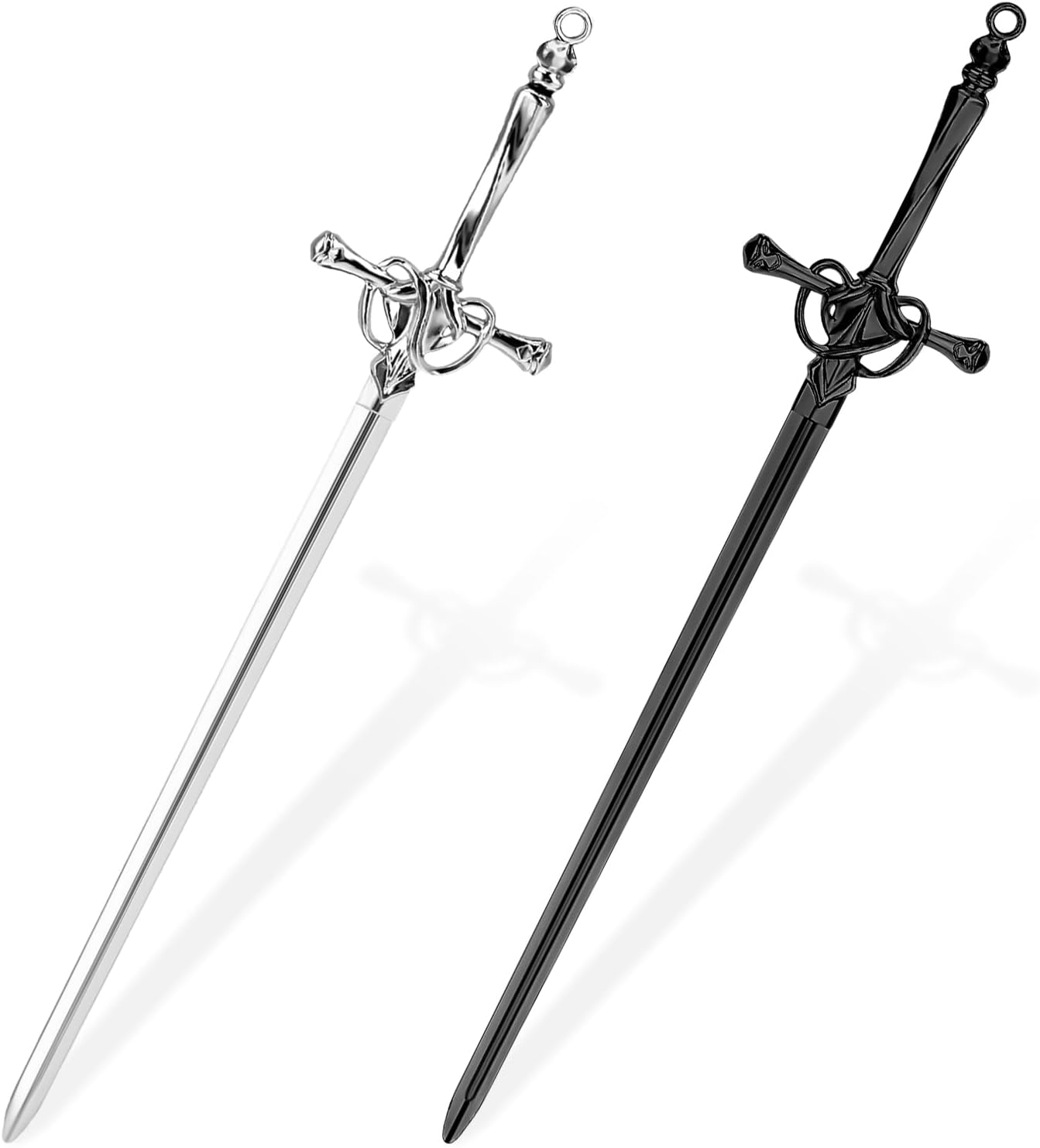 Grevosea 2 Pack Letter Openers, Stainless Steel Mail Opener Tool Letter Opener Envelope Slitter with Ergonomic Handle Fancy Envelope Opener Home and Office Mail Supplies (Silver, Black)