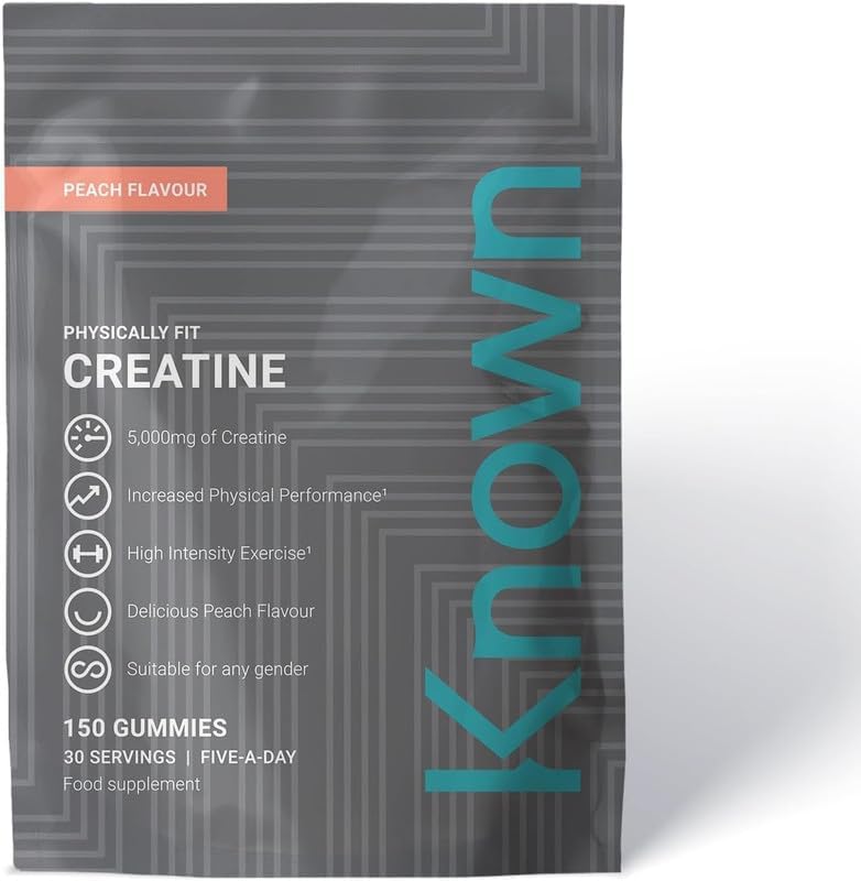 Known Tasty Creatine Gummies, 5g of Creatine, Natural Peach Flavour – 150 Gummies, 5 per Serving, 30 Servings