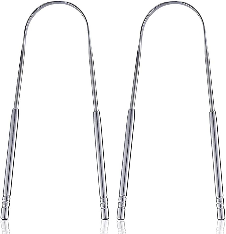 Tongue Scraper Stainless Steel,Tongue Cleaners Fresh Breath Restored Taste U Size(2Pcs)