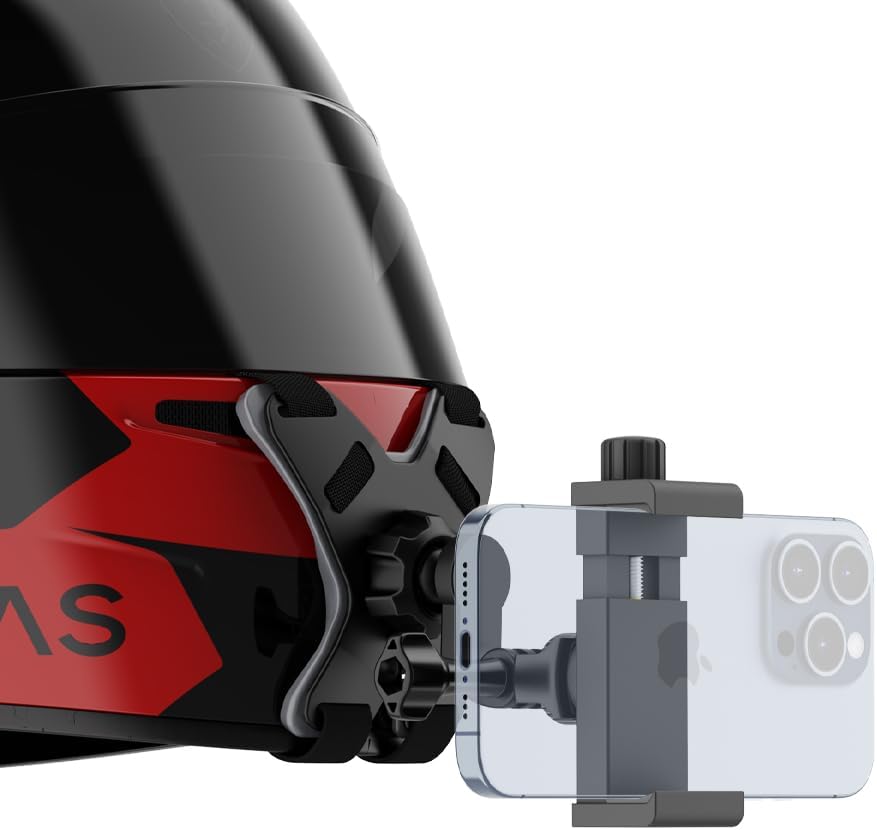 SOH Updated Motorcycle Helmet Chin Strap Mount with Phone Clip Compatible with iPhone 15 Pro Max/14/13 Pro/Mini/Samsung,Google,LG, Pixel, Huawei, Xiaomi,All Smartphones(New)
