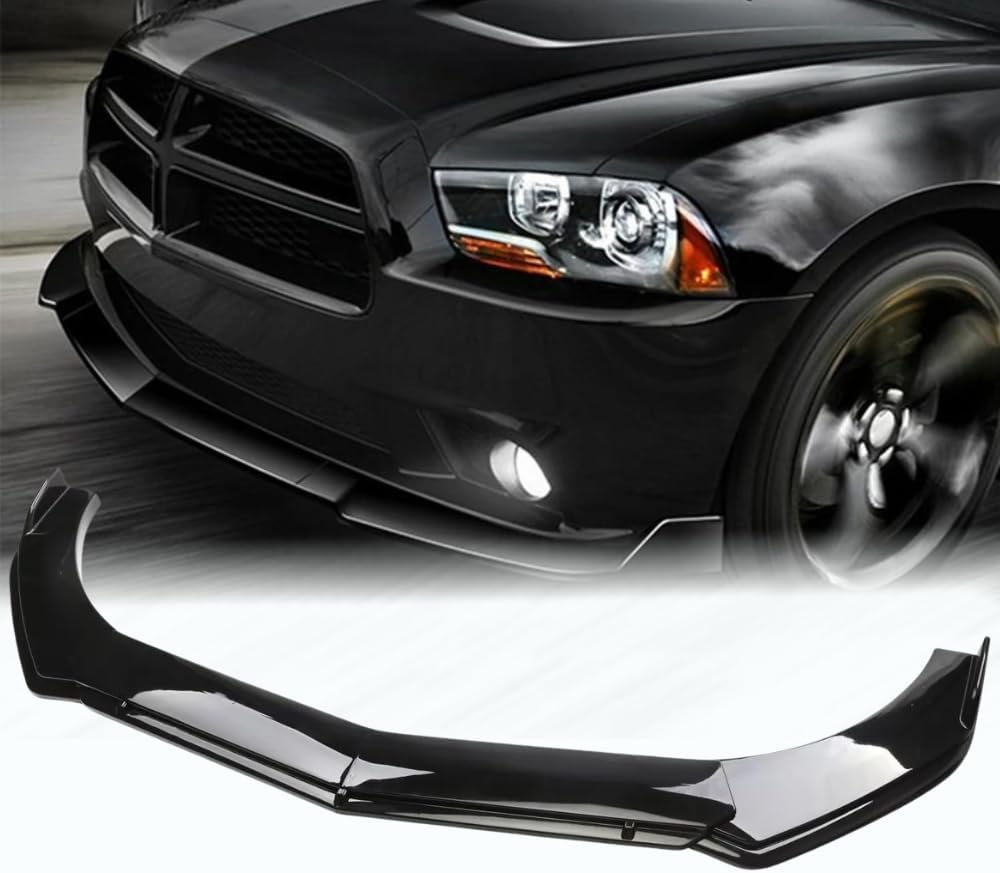 Front Bumper Lower Lip Splitter Spoiler Diffuser Body Kit Fit for 2011 2012 2013 2014 Dodge Charger，Gloss Black