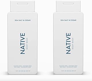 Native Body Wash Contains Naturally Derived Ingredients | For Women & Men, Sulfate, Paraben, & Dye Free Leaving Skin Soft and Hydrating | Sea Salt & Cedar 18 oz - 2 Pk
