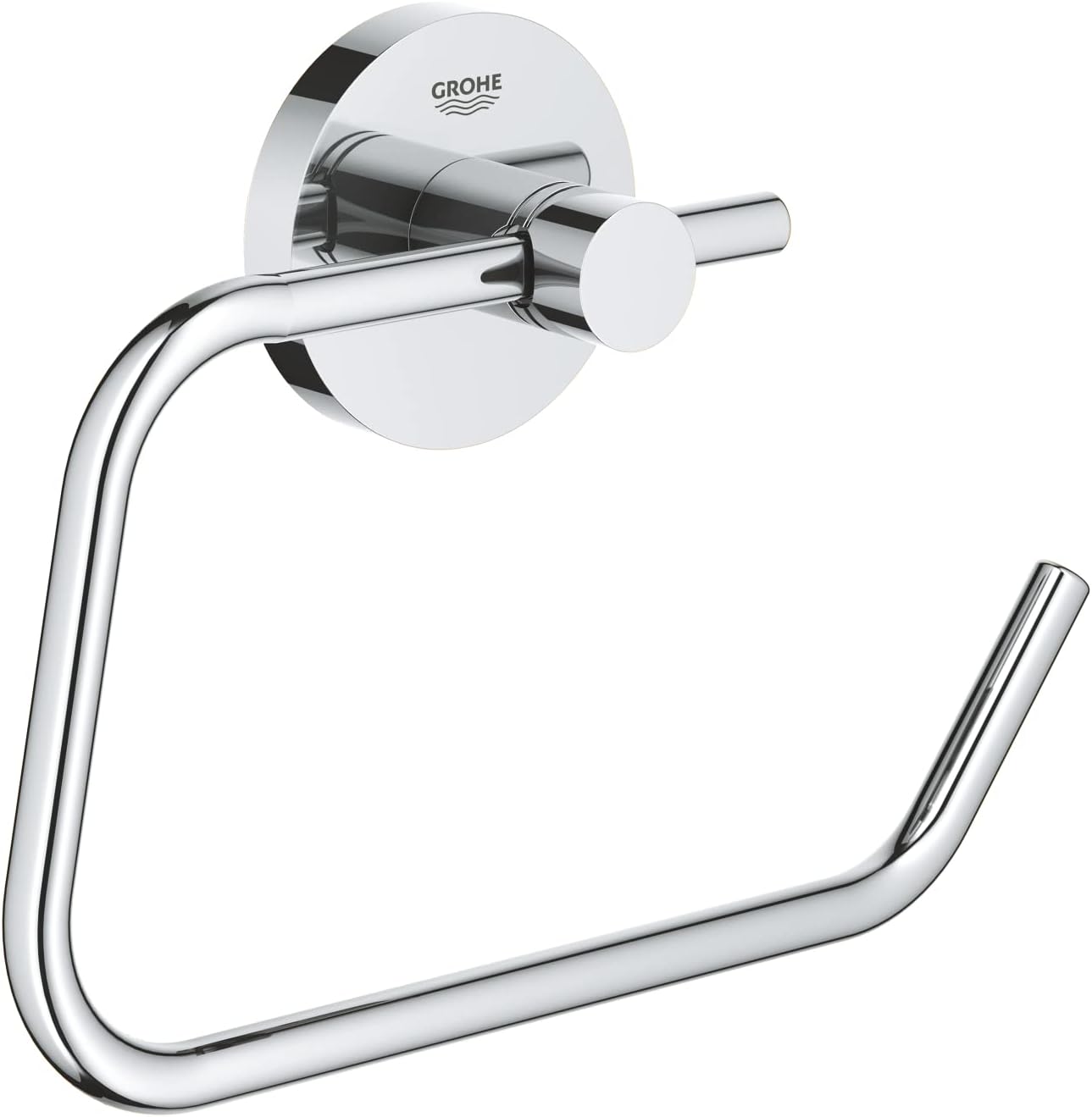 GROHE Start QuickFix Toilet Roll Holder without Cover (Metal, Concealed Fastening, Including Screws and Dowels, Extra Easy to Fit with GROHE QuickGlue), Size 44 x 119 mm, Chrome, 41200000