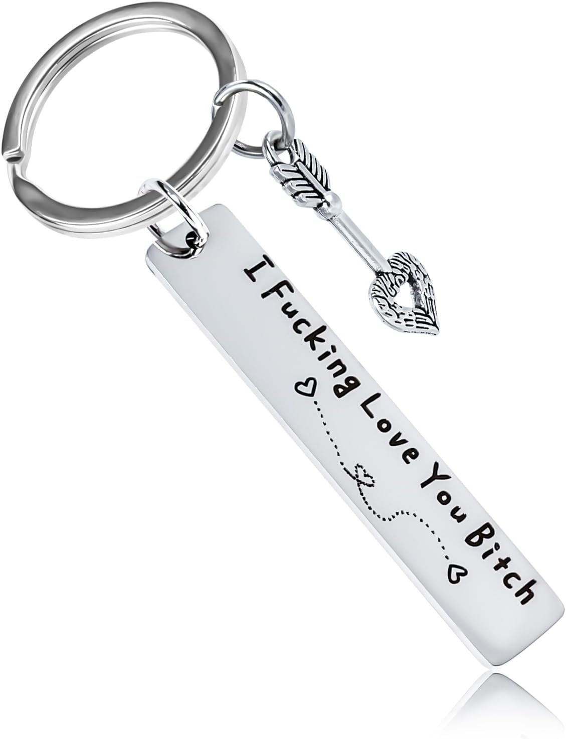 Best Friend Keychain for Women, Stainless Steel Key Chain Engrave I Fking Love You Bith Birthday Christmas Friendship Gift for Bestie Best Friends Female Bff