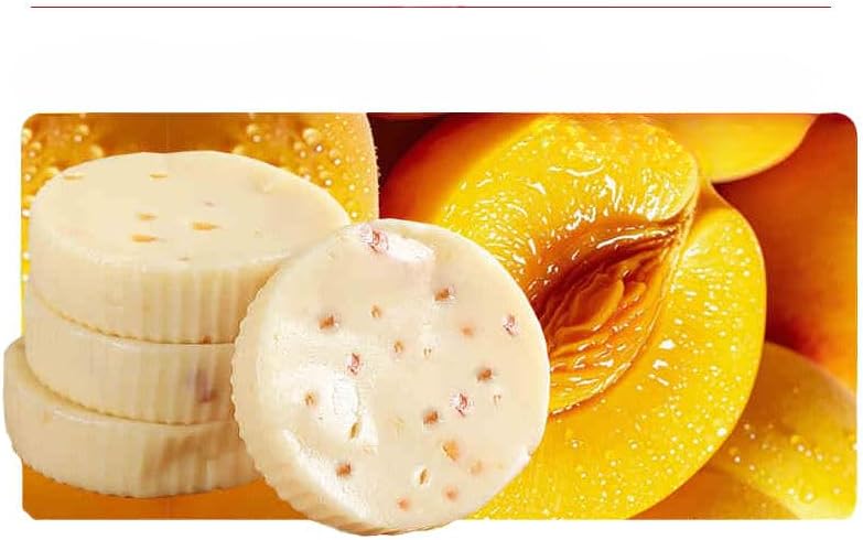 Instant fruit flavored Yogurt cake, Harbin specialty original cheese ice cream, milk sugar 40g, traditional handmade milk cake, healthy fruit biscuits, candy gift package, (Yellow peach,1pc)