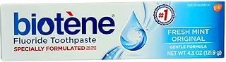 Biotene Fluoride Toothpaste for Dry Mouth Symptoms, Bad Breath Treatment and Cavity Prevention, Fresh Mint - 4.3 oz (Pack of 5)