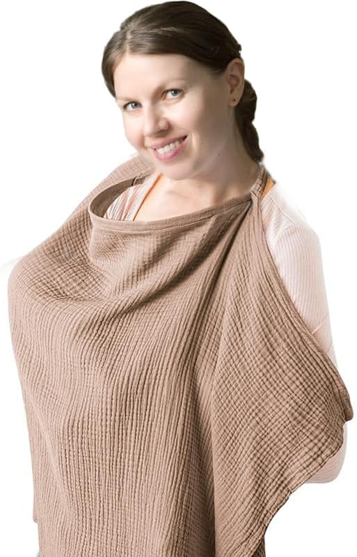 Soft Cotton Breastfeeding Cover - Lightweight Nursing Cover for Mum, Breathable Breast Feeding Cover with Adjustable Strap
