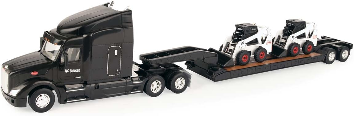 ERTL 1/32 Big Roads Peterbilt 579 with Lowboy Trailer and 2 Die-Cast Bobcat S450 Skidloaders 47368