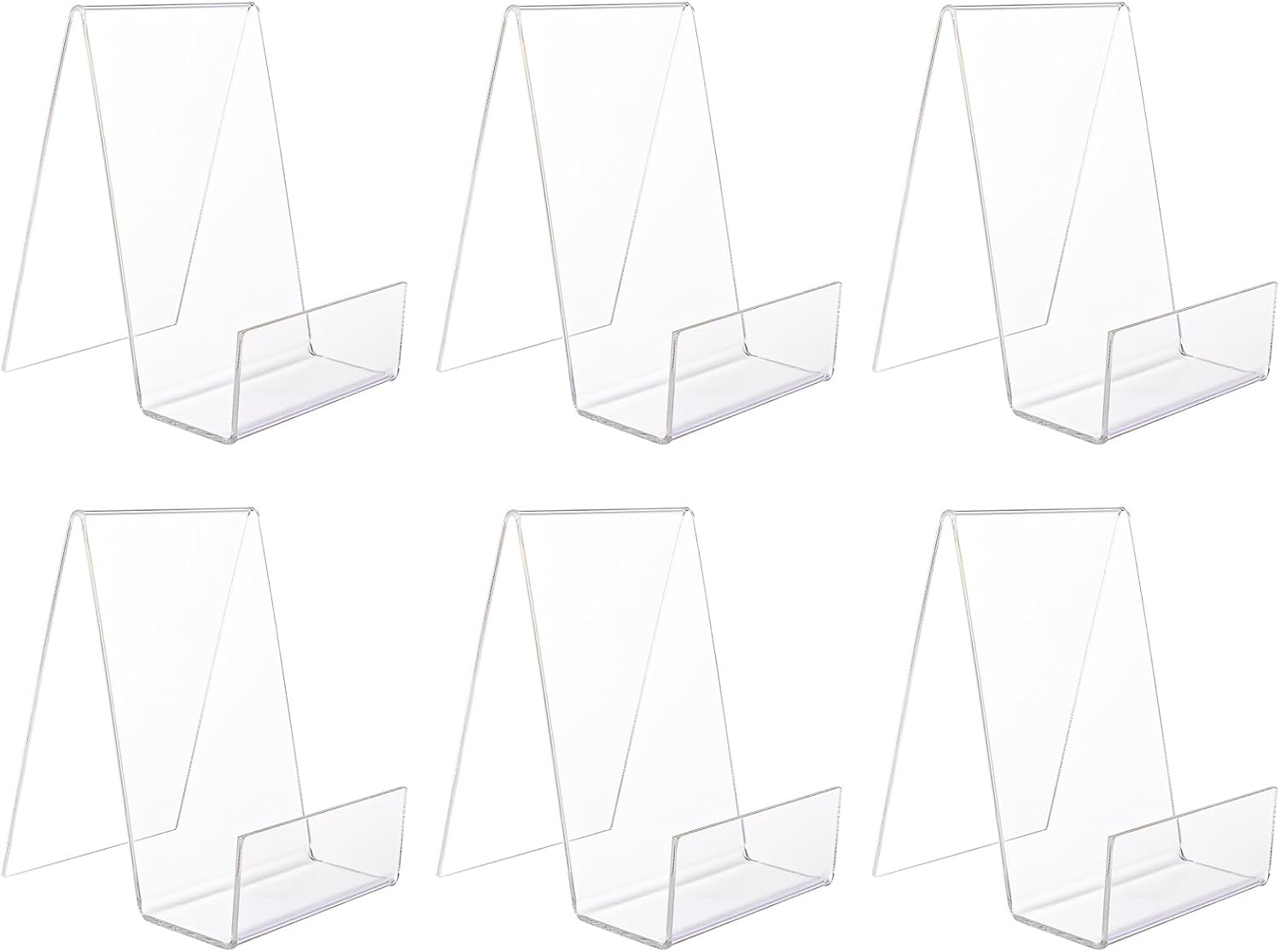 ASelected 6Pcs Clear Acrylic Book Stand - Transparent Book Display Stand for Displaying Notebooks, Picture Albums, Menu, Magazine