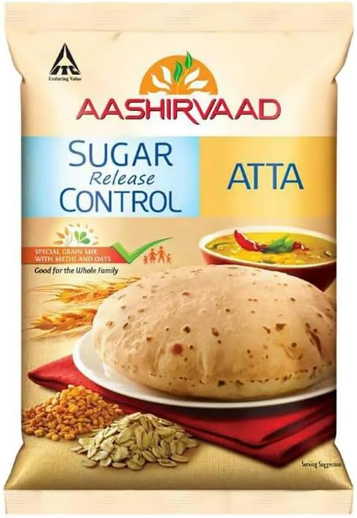 Aashirvaad Sugar Release Control Atta 2kg (Pack of 1) | Whole Wheat Flour with Low Glycemic Index | Helps Manage Blood Sugar | High Fibre | Diabetic Friendly