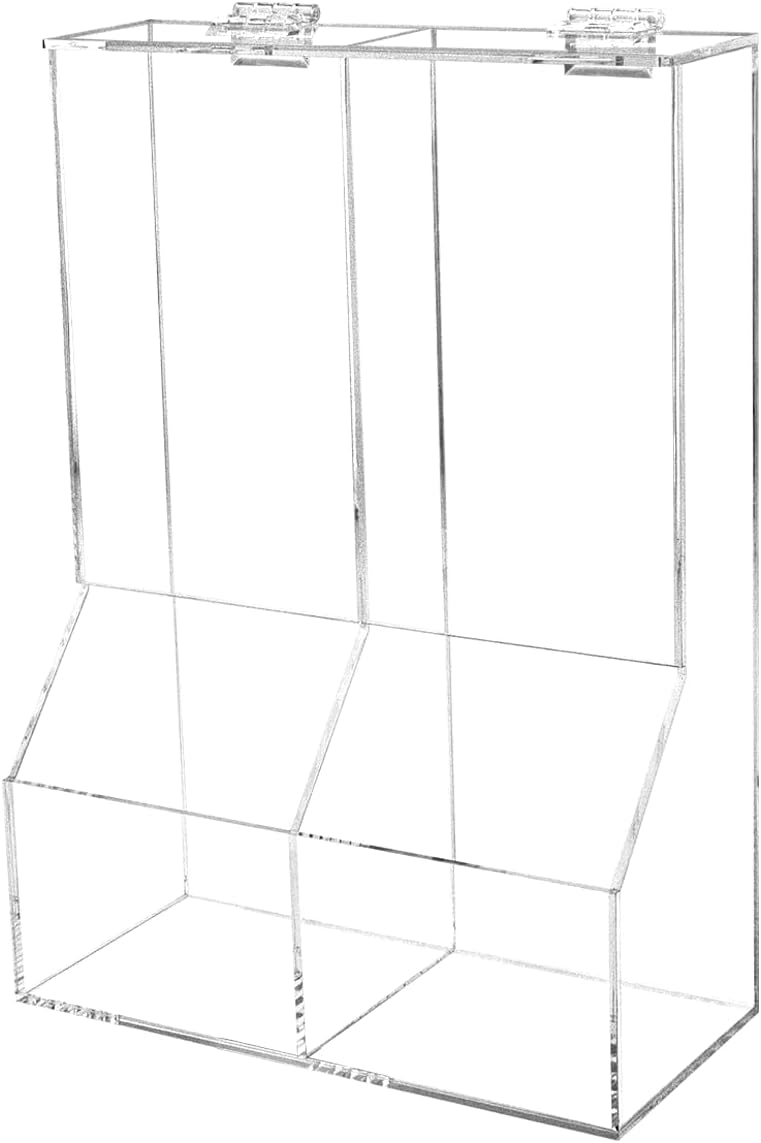 Marketing Holders Condiment Bin Double Compartment Sugar Packets and Wrapped Candy Caddy Clear Acrylic 8.5" x 12.25" Freestanding Container with Lid Retail Stores and Convenience Stores