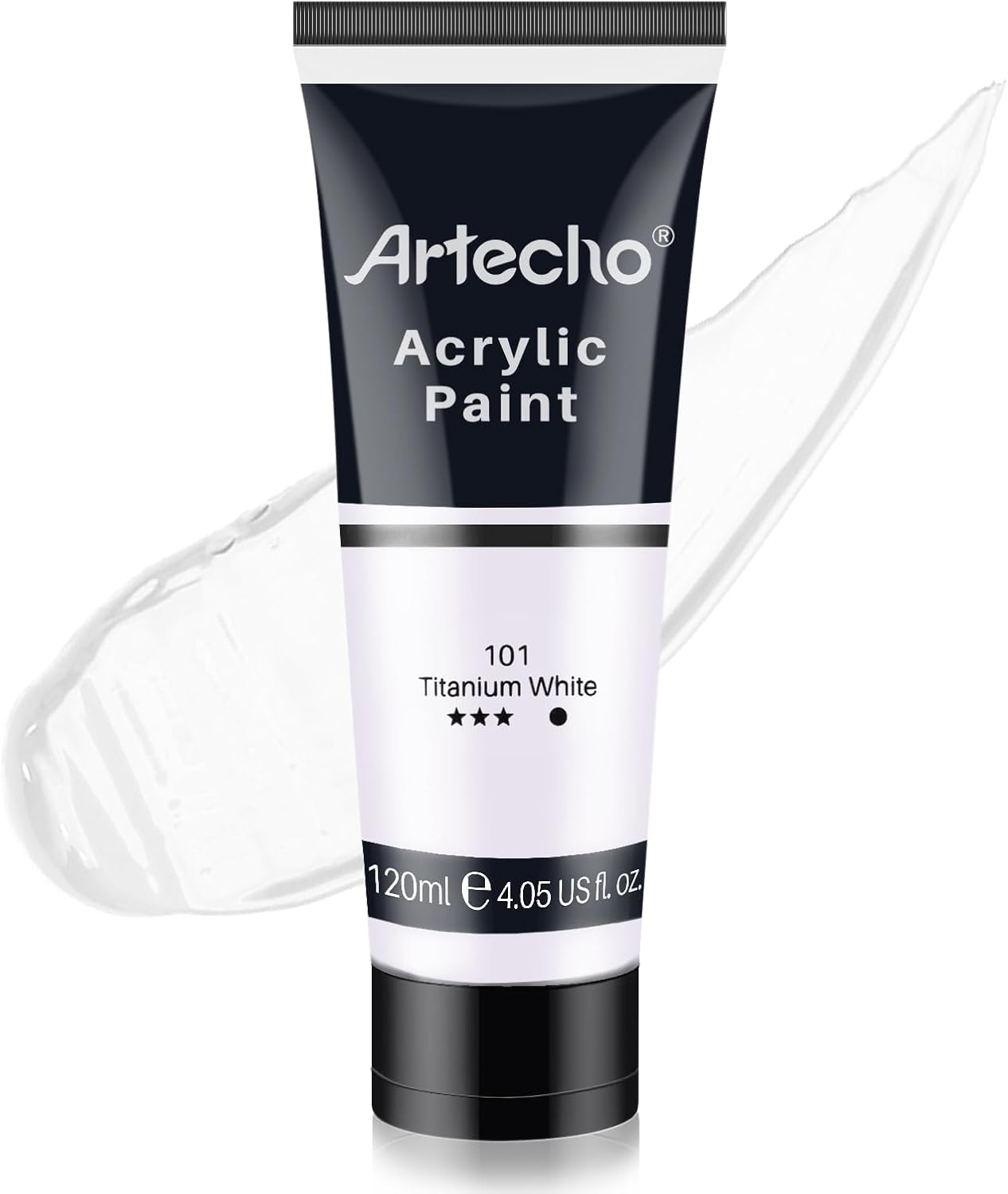 Artecho Acrylic Paint, Titanium White (120ml / 4.05oz) Tubes, Art Craft Paints for Canvas Painting, Rock, Stone, Wood, Fabric, Art Supplies for Professional Artists, Adults