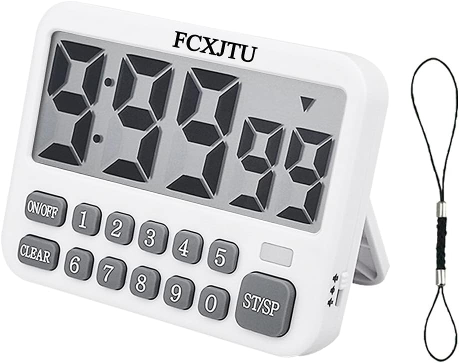 FCXJTU Digital Kitchen Timer, Large Display Cooking timer Cycle Count up/down timer with Digits Directly Input, Loud Alarm, Flash light Strong Magnetic Back Stand for Baking, Shower, Bathroom, Teacher