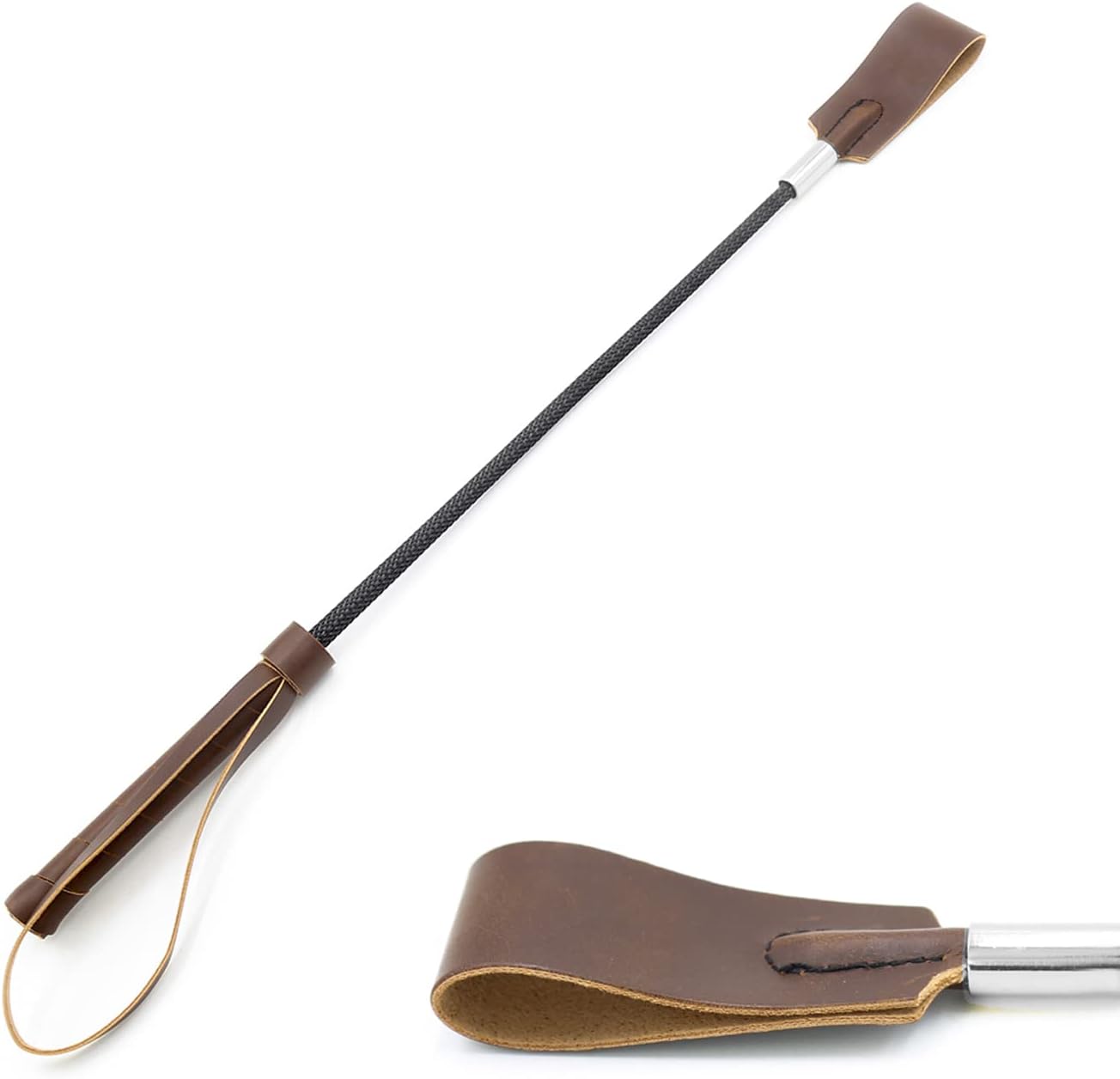 LOCKISH Riding Crop,Brown Crop,45 CM Leather Horse Whip,Horse Whip With Anti-Slip Grip Gel Handle