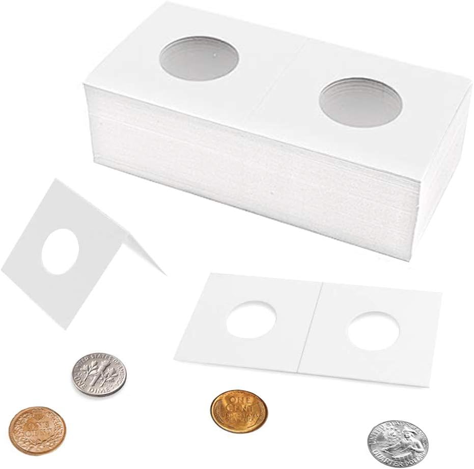 Uncle Paul Coin Flips for Penny,Dime,Lincoln Cent - 50 PCS 20.5mm/0.8inch Cardboard Holders for 2x2 inch Pockets CS07205